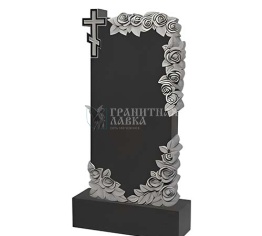 Памятник из гранита с цветами 0069ПФ, рис. 1